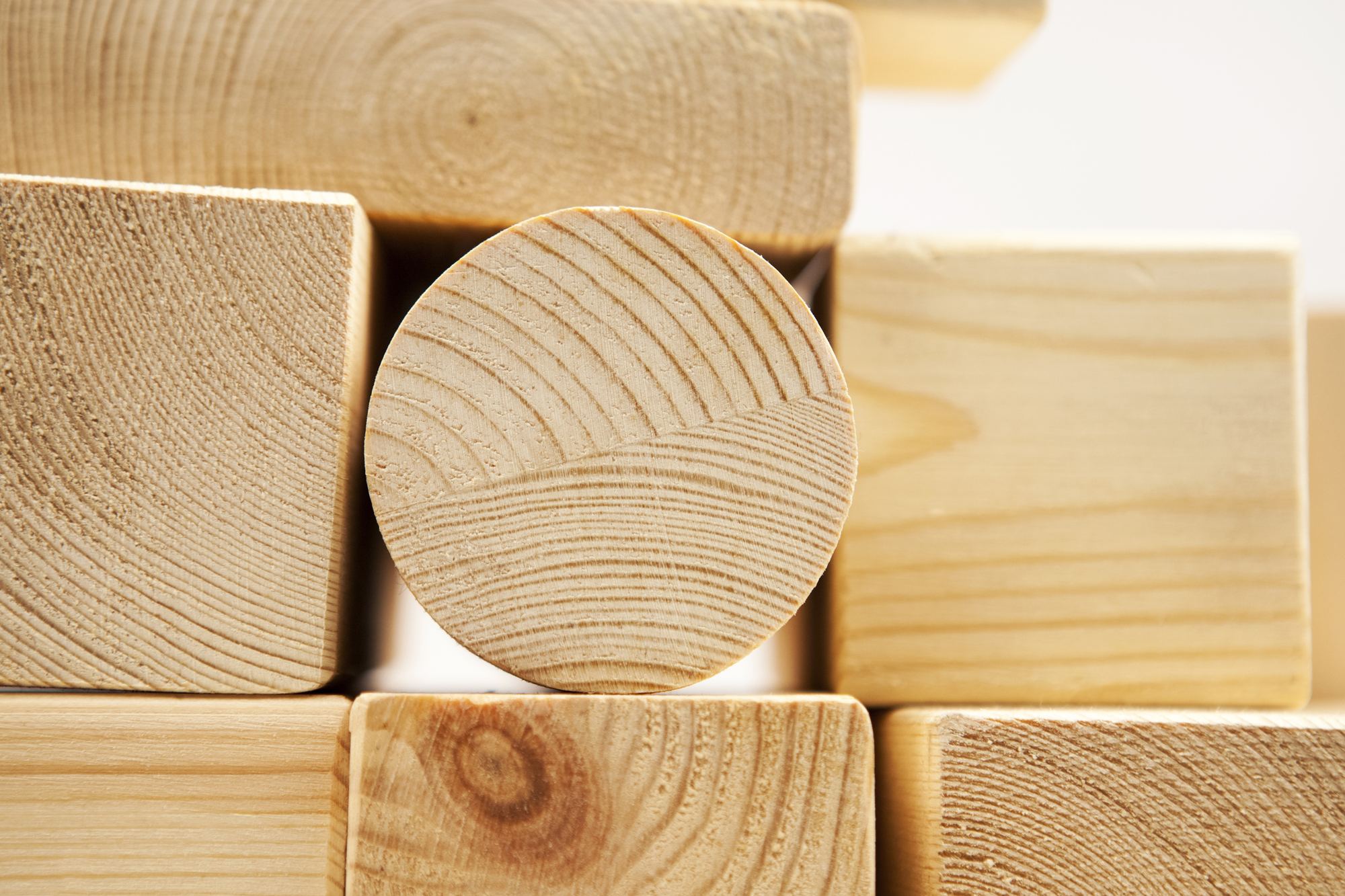 Beech square timber and a turned round blank